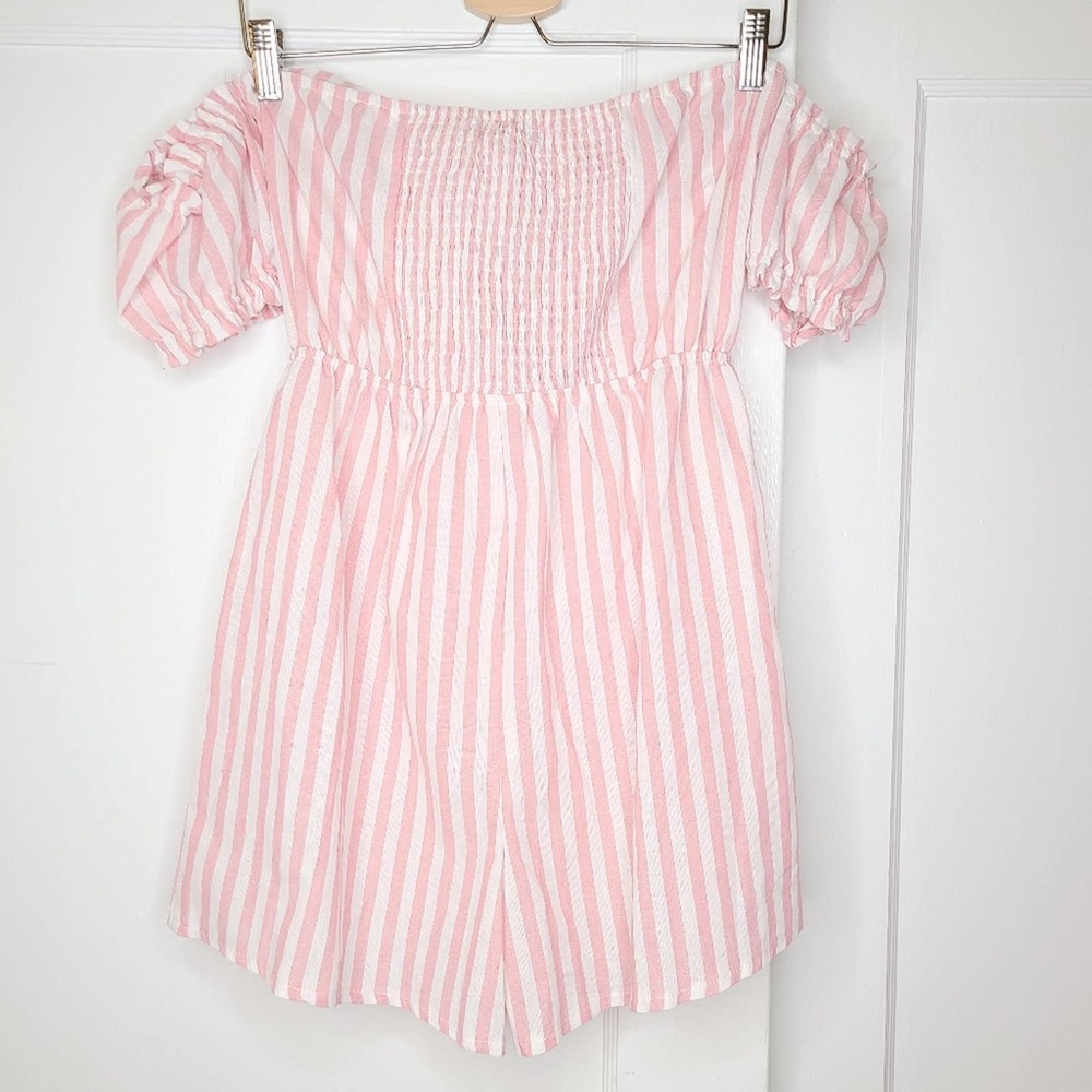 Nasty Gal Stripe Tie Front Romper Pink Striped NEW - Picture 6 of 8
